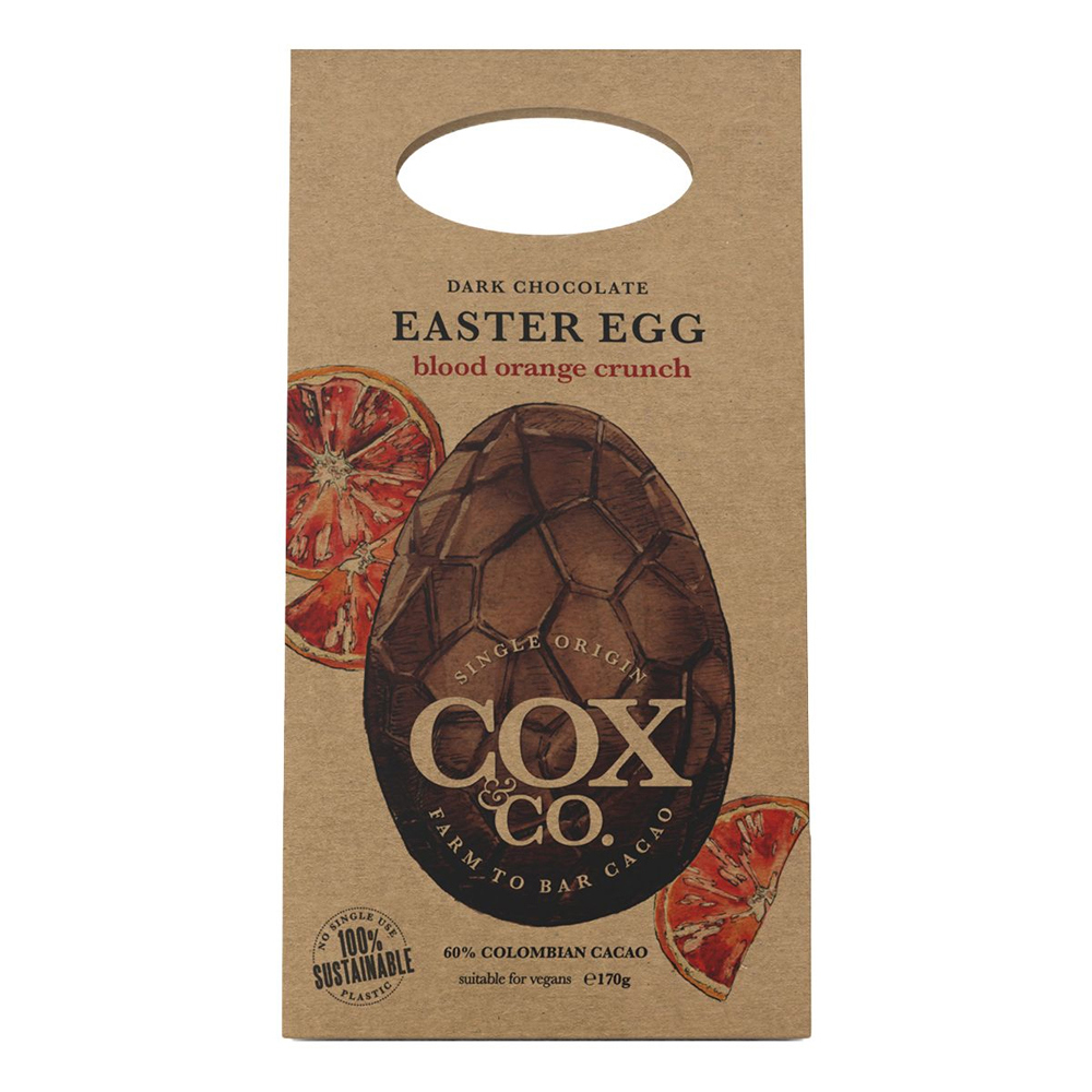 Cox&Co 60% Blood Orange Crunch Dark Chocolate Egg